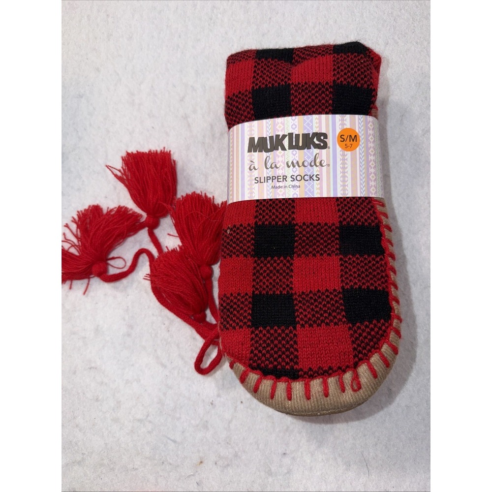 Muk Luks Slipper‎ Socks Womens Small/Medium S/M (5-7) Red Christmas Holiday NEW